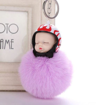 Cute Sleeping Doll with Helmet Keychain